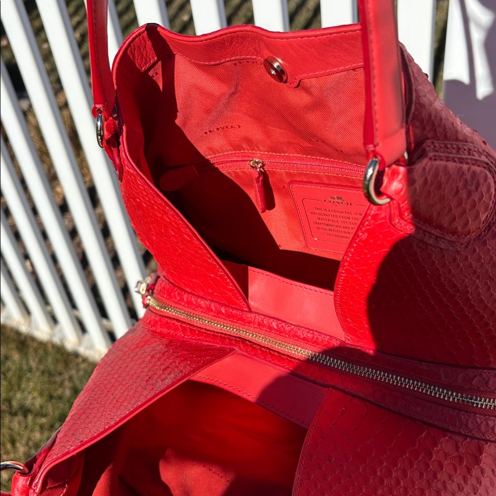 Coach Edie Python Handbag EUC, Color Watermelon - image 7